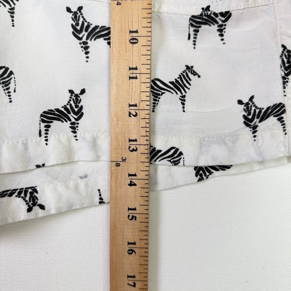 LOFT White Zebra Print Linen Blend Tie Waist Shorts 12 - Picture 6 of 6